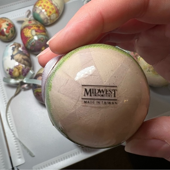 Set Of 14 Vintage Decoupage Easter Eggs Paper Mache Decoration Ornaments Bunny - Picture 2 of 7